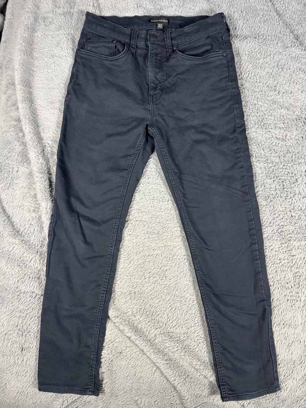 Banana Republic Jeans Mens 30x30 Gray Dark Wash Skinny Slim Stretch Denim
